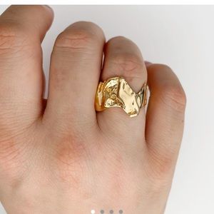 Gold Organic Hammered Texture Adjustable Ring